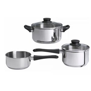 ANNONS 5-piece cookware set, glass/stainless steel